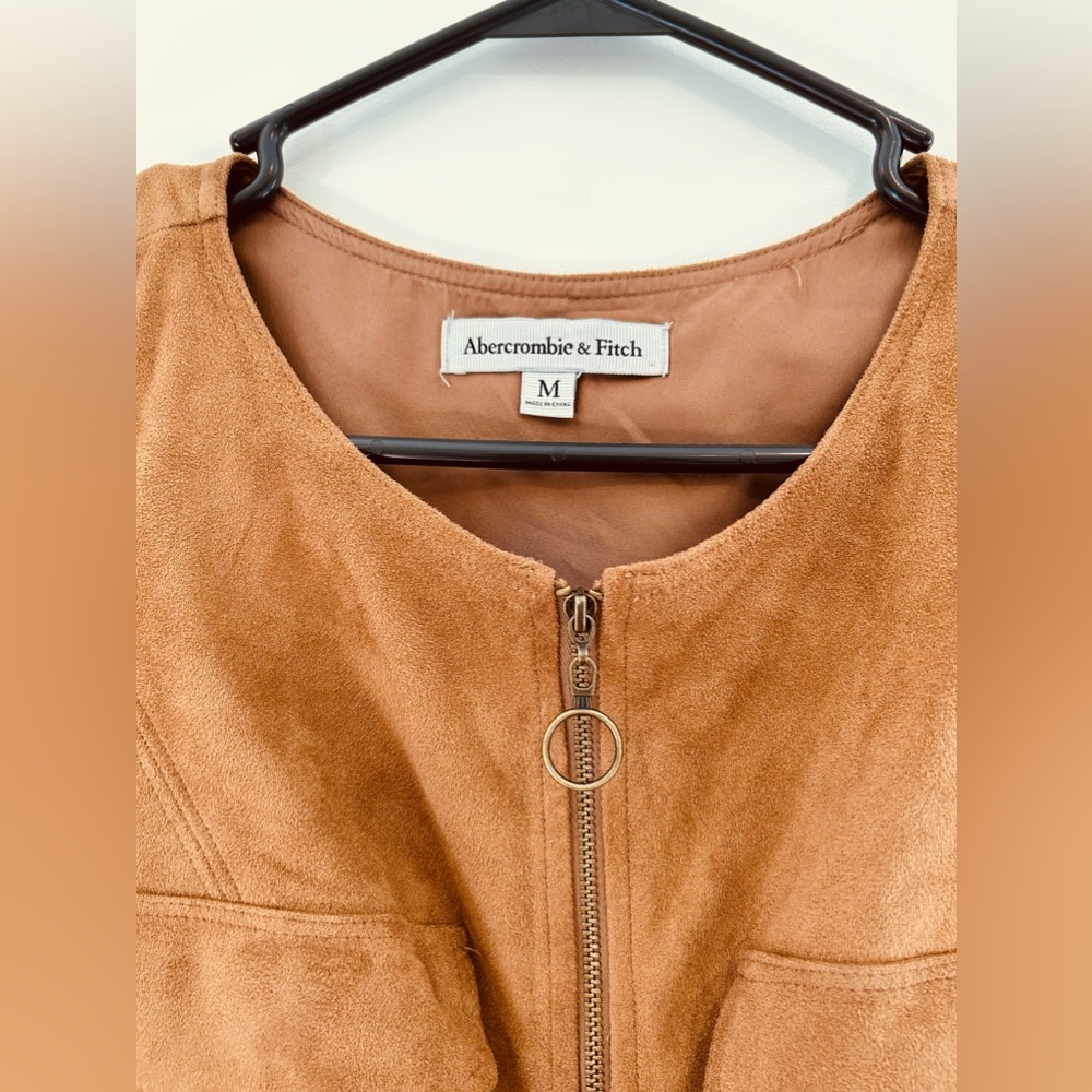 Abercrombie & Fitch EUC Faux Suede Front Pockets Jumper Mini Dress Size M - Picture 2 of 8